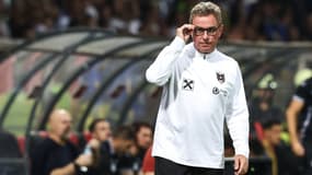 Ralf Rangnick sur le banc de l'Autriche contre la Bosnie-Herzégovine, dans le cadre des qualifications à la Coupe du monde 2026, le 9 septembre 2025.