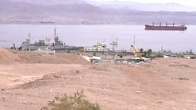 Le port d'Eilat, en Israël, à l'arrêt, en décembre 2023