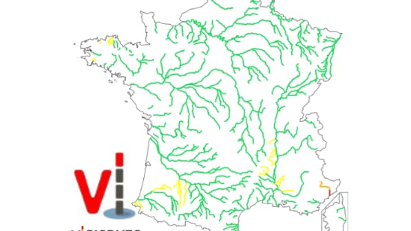 La carte des fleuve en vigilance, selon le risque de crue ce vendredi. La carte des fleuve en vigilance, selon le risque de crue ce vendredi.