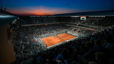 Le court Philippe-Chatrier lors de la night session de Roland-Garros.