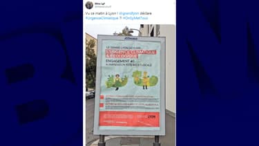 Des fausses affiches du Grand Lyon ont été collées jeudi à Lyon.