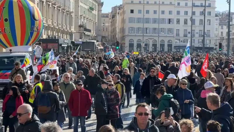 Retraites: 140.000 manifestants à Marseille selon l'intersyndicale, 12.000 selon la préfecture