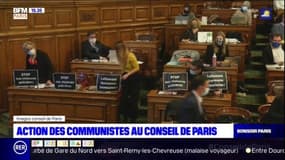 Conseil de Paris: l'action coup de poing des communistes qui demandent la démission de Didier Lallement et de Gerald Darmanin 
