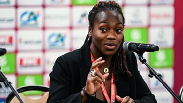 Clarisse Agbégnénou en marge du Grand Slam de judo à Paris en février 2023