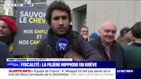 Manifestation de la filière hippique: "Il faut se mobiliser pour que la taxe ne passe pas", explique un entraîneur dans le cortège