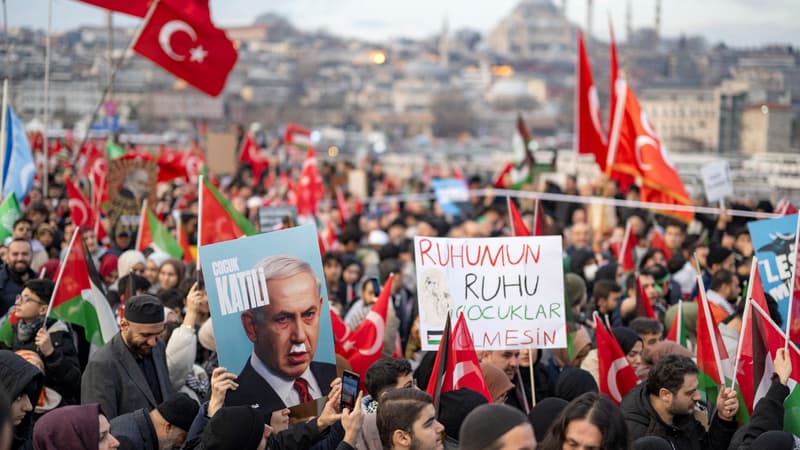 Des milliers de manifestants se sont rassemblés à Istanbul pour afficher leur soutien aux Palestiniens.