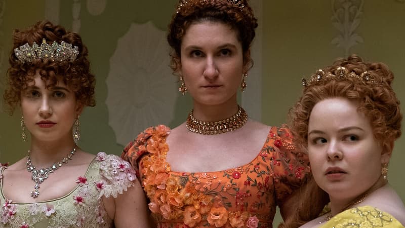 Les soeurs de la famille Featherington dans la série "Bridgerton"