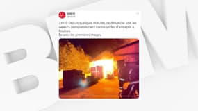 Un violent incendie s'est déclaré dimanche soir, un peu avant 23h, dans un entrepôt du boulevard Beaurepaire à Roubaix