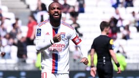 Alexandre Lacazette face à Rennes, le 9 avril 2023.