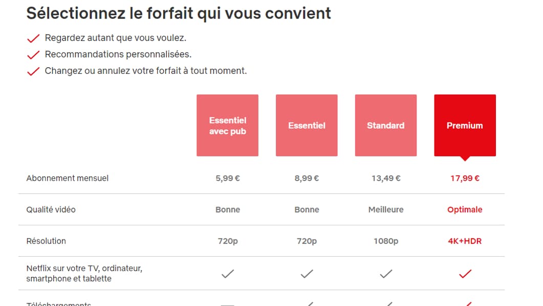 En cherchant un peu, on finit par tomber sur l'offre Essentiel