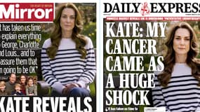 Les "unes" de journaux britanniques évoquant le cancer de Kate Middleton le 23 mars 2024
