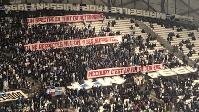 "McCourt c’est la fin de ton ère", la banderole cinglante du virage nord avant OM-Shakhtar en Ligue Europa, le 22/02/2024