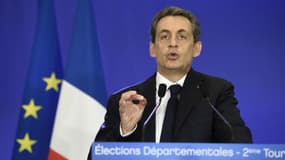 Nicolas Sarkozy après le second tour des élections départementales le 29 mars 2015