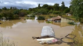 Inondation à Villemoustaussou, près de Carcassonne, le 15 octobre.