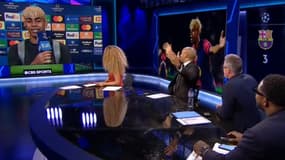 Lamine Yamal avec Thierry Henry dans l'émission CBS Golazo après Barça-Inter, le 30 avril 2025 en Ligue des champions