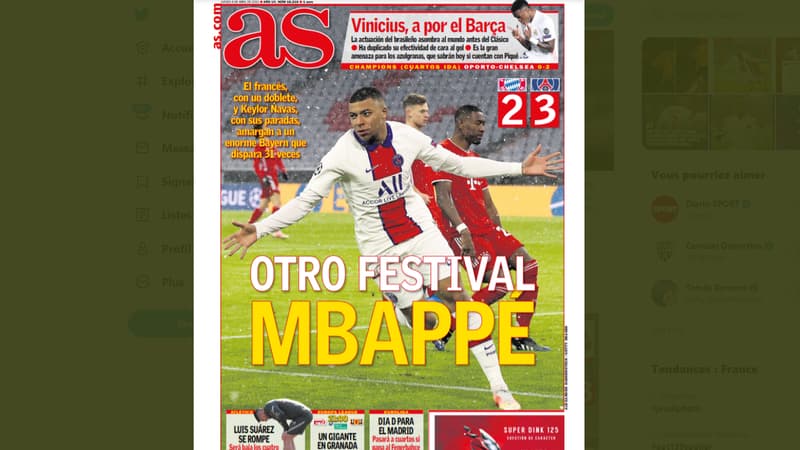 Bayern-PSG: la presse européenne encense un Mbappé "injouable"