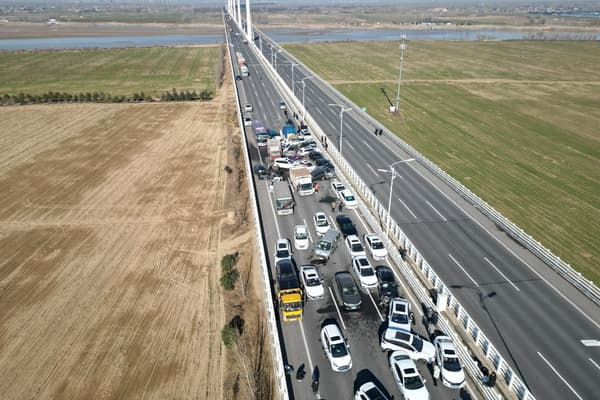The vehicles involved in the collision in China, December 28, 2022