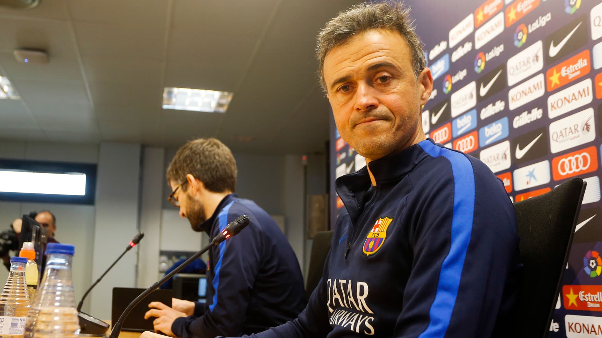 Luis Enrique pendant une conférence de presse du Barça en février 2017