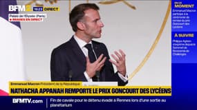 "Si on veut continuer d'être le pays des Lumières, on a besoin des livres", dit Emmanuel Macron lors de la cérémonie de remise du prix Goncourt des Lycéens