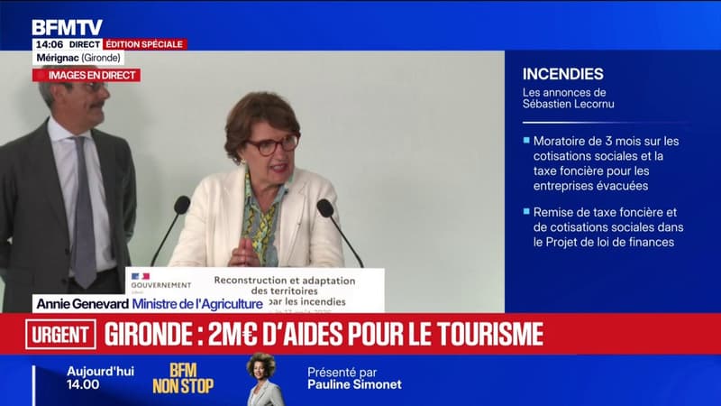 Incendies: la ministre de l'Agriculture Annie Genevard, adresse "sa reconnaissance" aux agriculteurs ayant aidé dans la lutte contre le feu