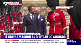 Emmanuel Macron et le roi Charles III passent en revue les troupes devant le château de Windsor 