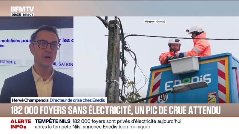 Intempéries dans le Sud-Ouest: "On a 4.000 personnes sur le terrain, avec 2.800 techniciens déployés", déclare Hervé Champenois, directeur de crise chez Enedis