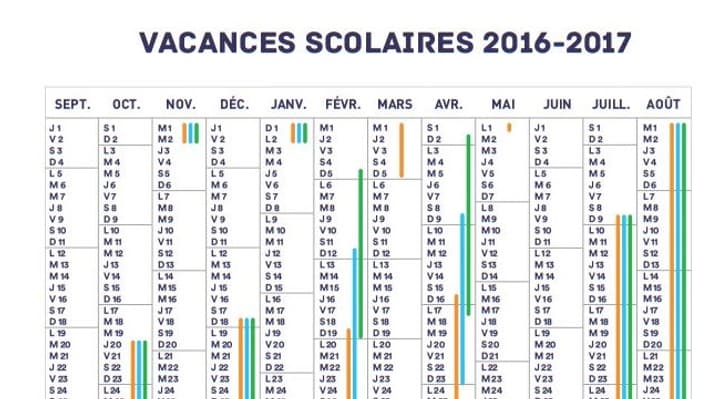 Le calendrier scolaire 2016-2017