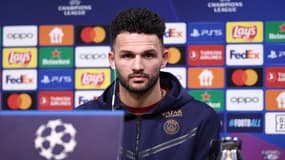 Gonçalo Ramos en conférence de presse avant la demi-finale de Ligue des champions entre le Paris Saint-Germain et Dortmund, le 30 avril 2024