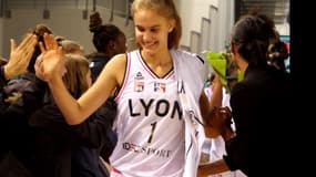 Juste Jocyte après son premier match avec l'ASVEL Féminin