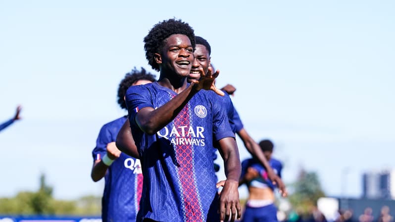 Quentin Ndjantou lors de PSG-Atalanta en Youth League