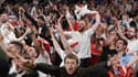 Les fans anglais lors de la demi-finale de l'Euro à Wembley entre l'Angleterre et le Danemark.