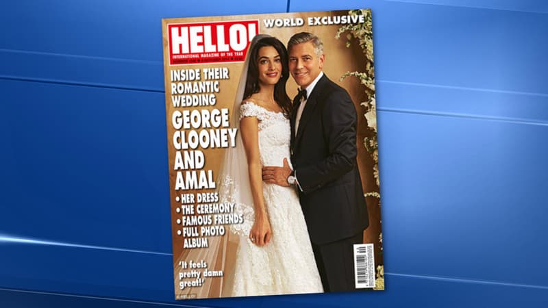 Le mariage "parfait" de George Clooney et Amal Alamuddin, en une du magazine "Hello".