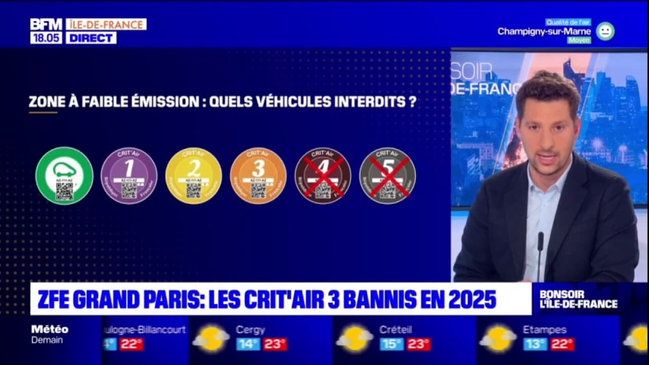 Grand Paris les véhicules Crit'air 3 exclus de la ZFE en 2025