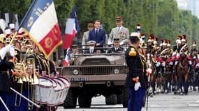 Emmanuel Macron au défilé du 14 juillet, en 2021.