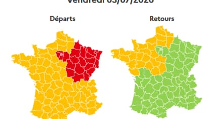 Bison Futé annonce une journée rouge pour l'Île-de-France et le Grand Est dans le sens des départs.