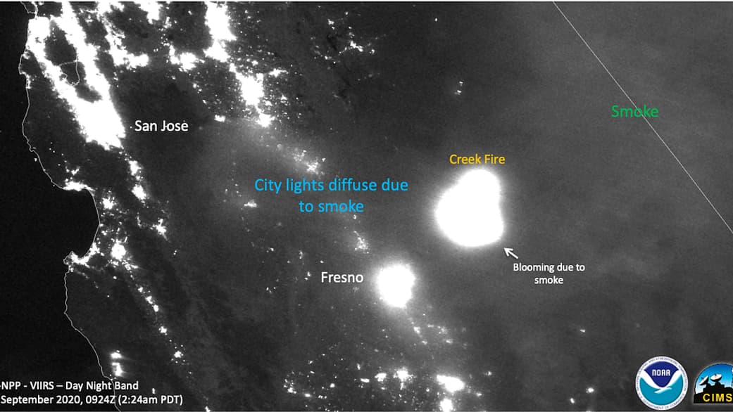 Images satellite de la Californie de nuit le 7 septembre 2020 Images satellite de la Californie de nuit le 7 septembre 2020