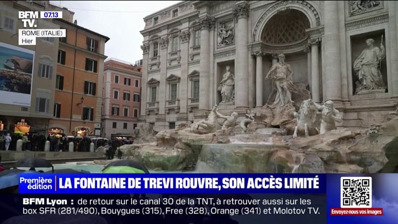 Après plusieurs semaines de nettoyage, la fontaine de Trevi à Rome rouvre avec un accès limité