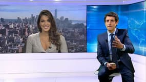 Iris Mittenaere, Miss Univers, interviewée par le journaliste de BFMTV Thomas Misrachi.