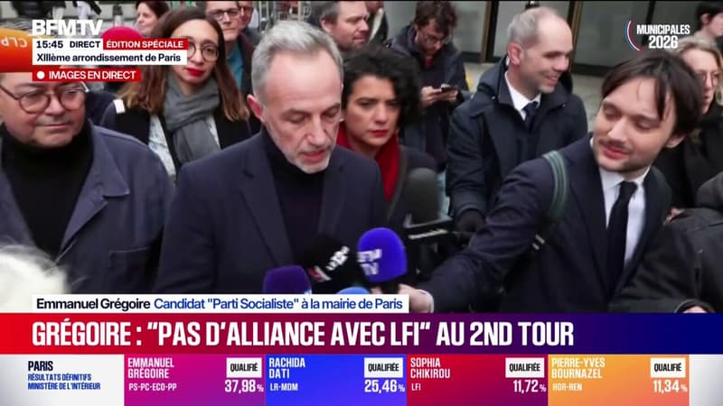 Municipales à Paris: pour Emmanuel Grégoire (PS), l'alliance entre Pierre-Yves Bournazel et Rachida Dati "n'a pas de sens"