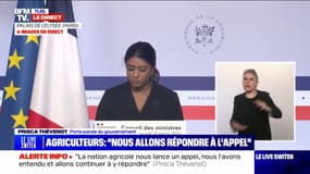 Prisca Thévenot, porte-parole du gouvernement: "La nation agricole nous lance un appel, nous l'avons entendu et allons continuer à y répondre"