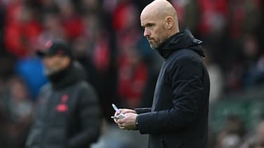 Erik ten Hag lors du match entre Liverpool et Manchester United, le 5 mars 2023.