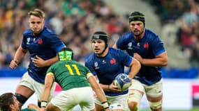 Antoine Dupont avec le XV de France contre l'Afrique du Sud pendant la Coupe du monde 2023