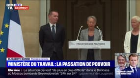 "Il y a peu de plus beaux combats que celui du travail": la passation de pouvoir entre Élisabeth Borne et Olivier Dussopt au ministère du Travail