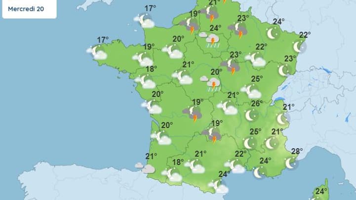 La carte des températures dans la nuit de mardi à mercredi. La carte des températures dans la nuit de mardi à mercredi.