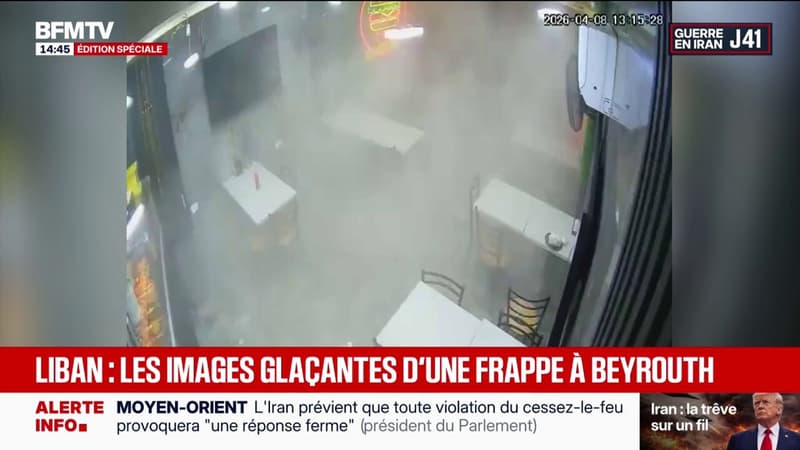 Les images de vidéosurveillance d'un restaurant de Beyrouth au moment d'une frappe israélienne