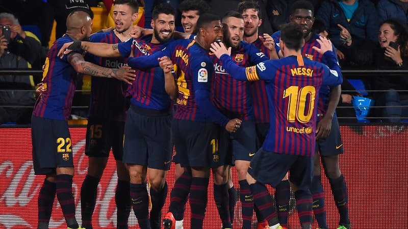 La joie des joueurs du Barça après le nul à Villarreal