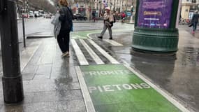 La piste cyclable située Boulevard de Magenta dans le 10e arrondissement de Paris, le 24 février 2025.