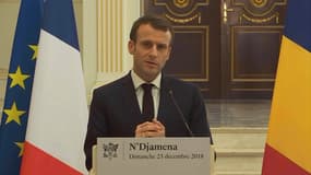 Emmanuel Macron s'exprime depuis le Tchad, le 23 décembre 2018.