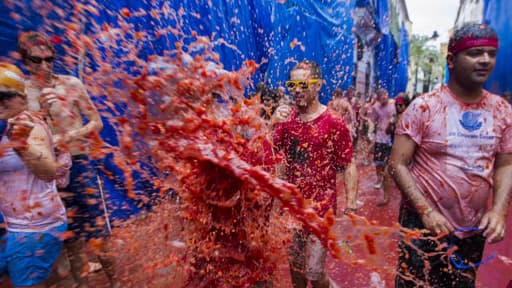 la tomatina en Espagne à Bunuol le 28 août
