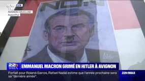 Emmanuel Macron grimé en hitler à Avignon - 18/05
